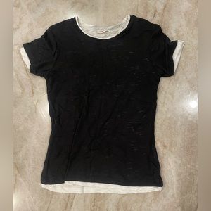 Double layer Black T-shirt with white T-shirt connected under it